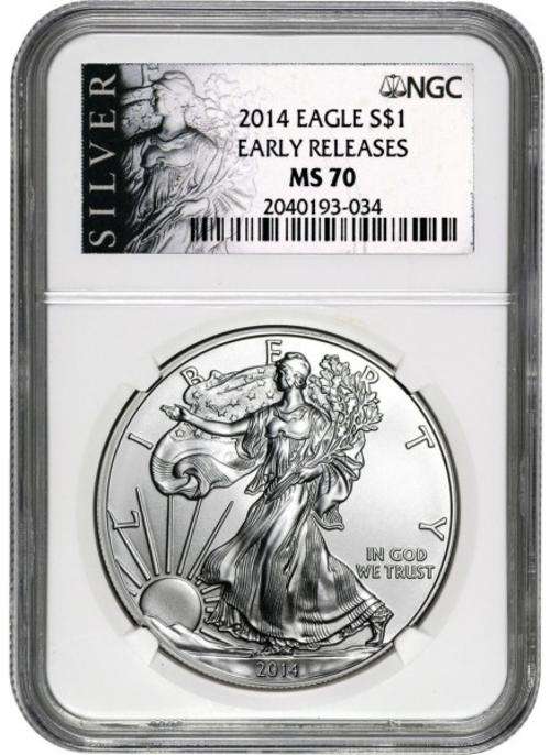 2014 USA $1 Silver Eagle NGC Graded First Releases MS70