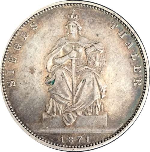 1871 "A" Wilhelm I German States Prussia "Victory" Thaler | Beautiful Condition