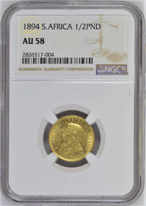 Premier ZAR Gold | 1894 ZAR 1/2 Pond NGC Certified AU58 | Nearly Perfect | Choice Grade