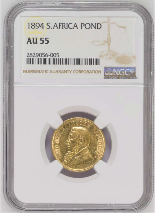 Premier ZAR Gold | 1894 ZAR Pond NGC Certified AU55 | Rare Key Date | Lustrous