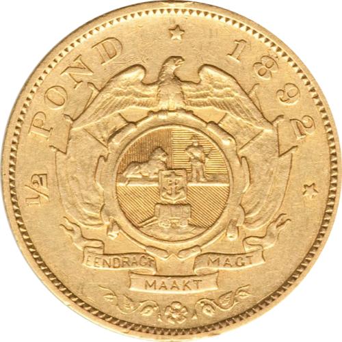Rare ZAR Gold | 1892 ZAR Halfpond XF | Raw Specimen | Scarce First Year Of Issue