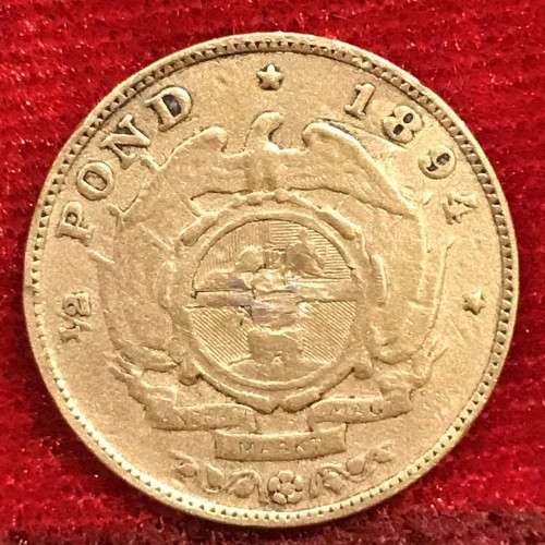 Scarce ZAR Gold | 1894 ZAR 1/2 Pond Good VF  | Scarce Date | Sought After