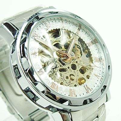 Men's skeleton golden automatic mechanical watch by Aniadn