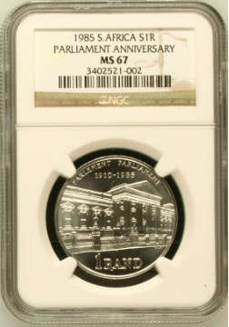 1985 SILVER R1 PARLIAMENT MS67**FINEST KNOWN GRADE** EXTREMELY RARE FIND, LOW MINTAGE!!
