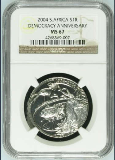 2004 SILVER R1 DEMOCRACY MS67**UNC MINTAGE 497 ONLY!!