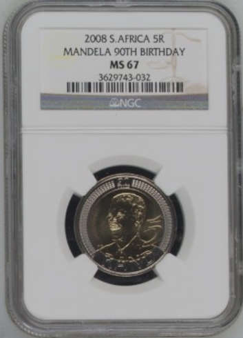 2008 MANDELA R5 90th BIRTHDAY MS67**SUPER GRADE AT A SUPER PRICE!!