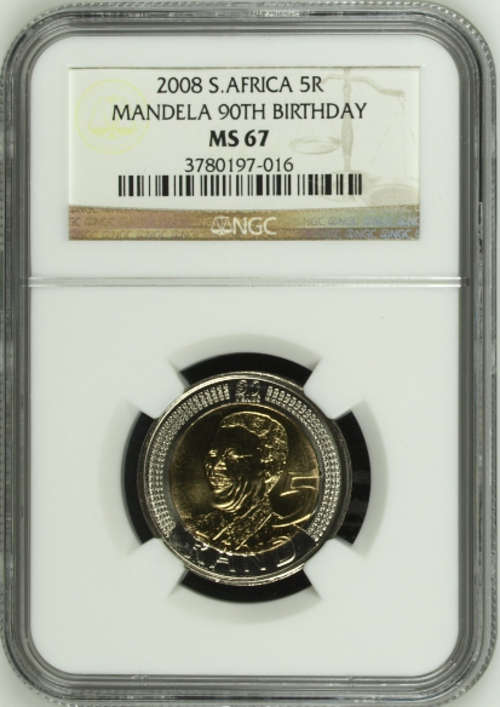 ***2008 MANDELA 90th BIRTHDAY R5 MS67***3rd FINEST KNOWN***NGC***