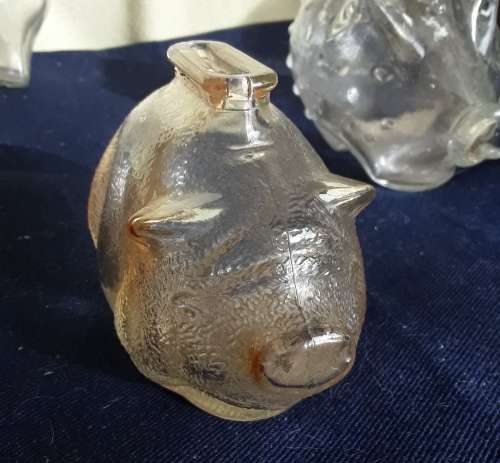 THREE GLASS PIGGY BANKS