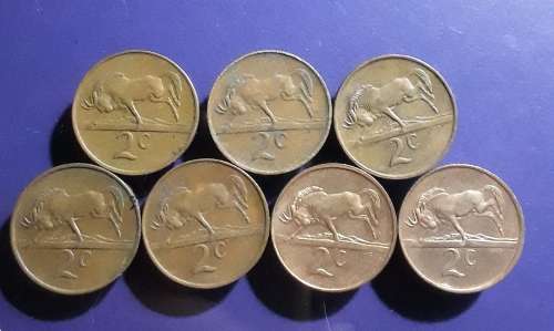 R.S.A. 2 cent pieces X 7