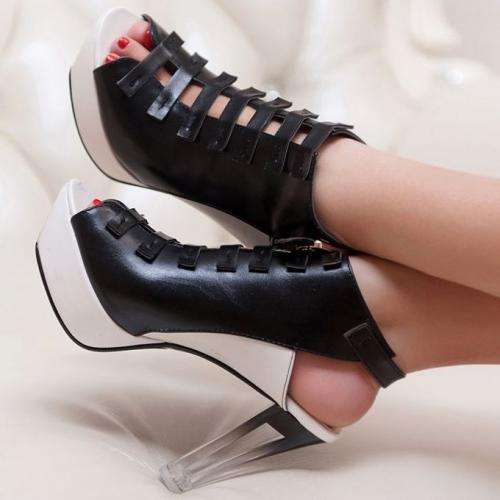 Fashion Fish mouth Platform Openwork Spell color Pumps/Sandal