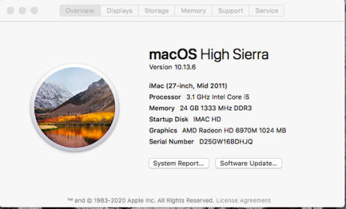 APPLE IMAC 27 INCH - INTEL CORE I5 @ 3.1GHZ - 8GB RAM - MID 2011