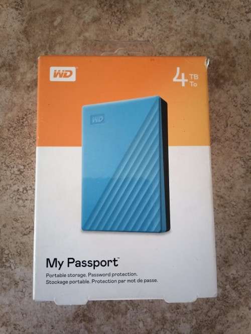 4TB WD MyPassport Blue USB Powered External 2.5 Inch Portable Hard Drive - Brand New Sealed