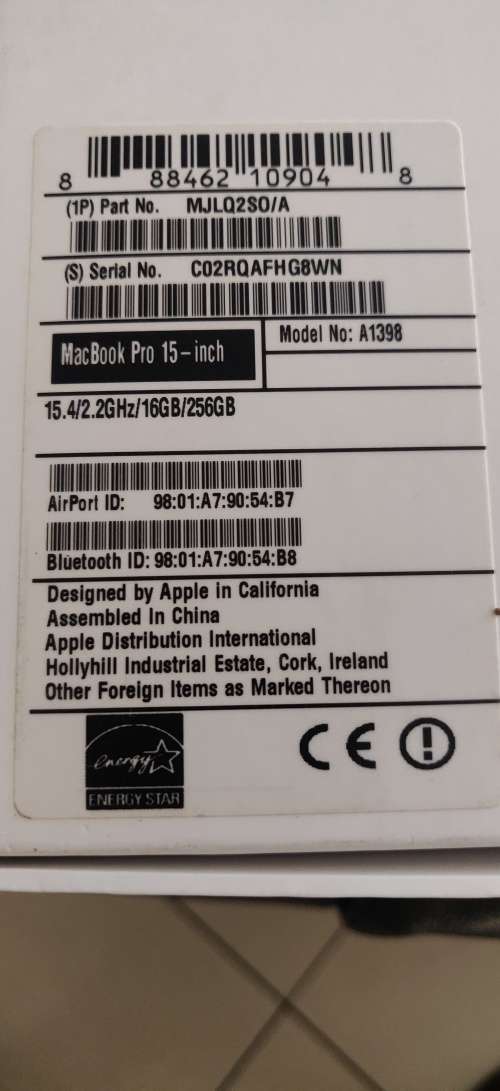 MacBook Pro 15 inch Retina 2015, Core i7, 16GB RAM, 256GB SSD