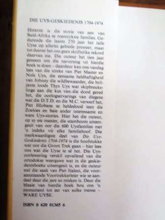 Die Uys Geskiedenis 1704-1974 - Ian Uys