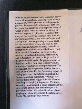 Growing South African Indigenous Orchids - Karsten H.K. Wodrich Gordons Bay SA
