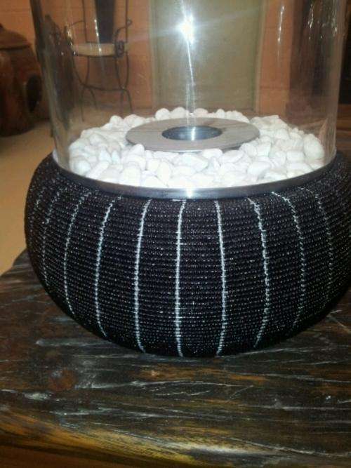 Portable, mini biofuel firepace -  Beaded design
