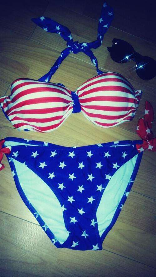 Sexy Stripe American Bikini Swimwear (M, L, XL)