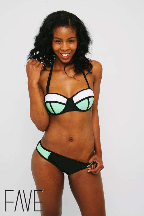 Black & Green Multi-Colour Geometric Bikini