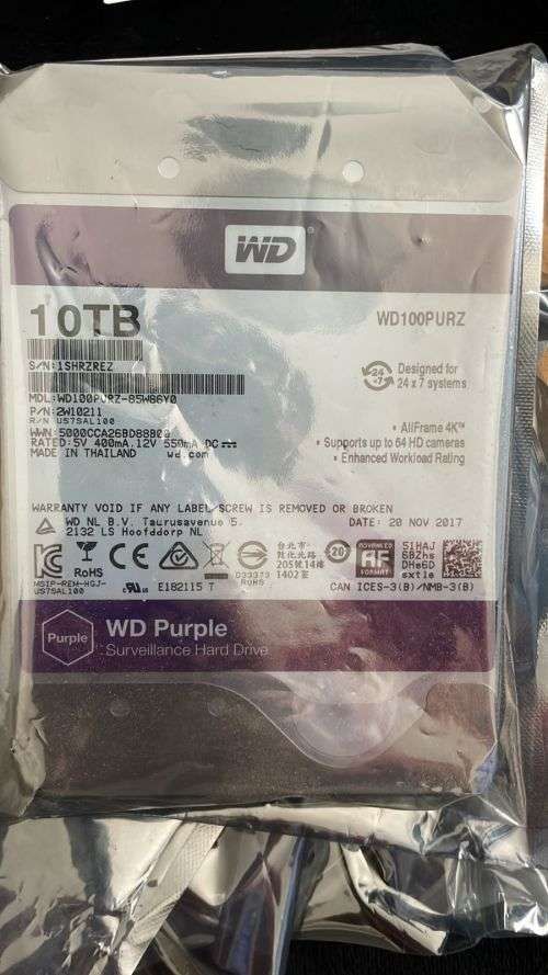 10TB Hard Drive - WD Purple Surveillance