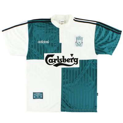 Liverpool Away Football Shirt 1995-96 Retro Green White size L