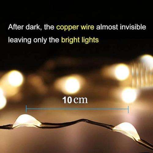 Solar LED string (wire) lights / bead lights (warm w) 20M