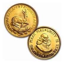 1982 - 10 Coins Long Proof Set With 1 Rand and 2 Rand Gold Coins In a S. African Mint Red Box