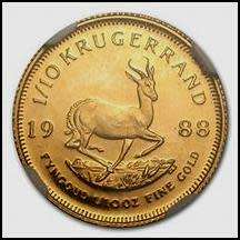 1988 1/10 Ounce Proof Gold Krugerrand in a South African Mint Red Box.