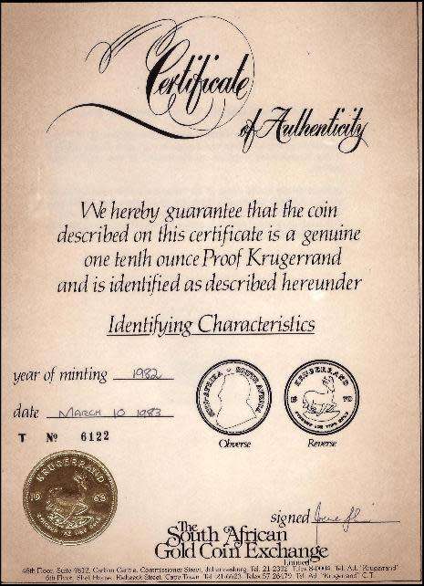 1982 4 Coin Gold Proof Krugerrand set - 1,  1/2,  1/4,  1/10 ounce, Graded and Slabed