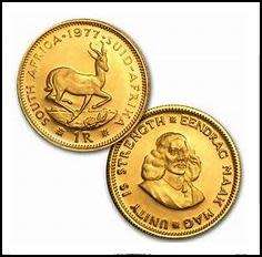 1977 - 9 Coin Proof Set With 1 Rand And 2 Rand Gold Coins. 1 Rand Silver Coin Missing.