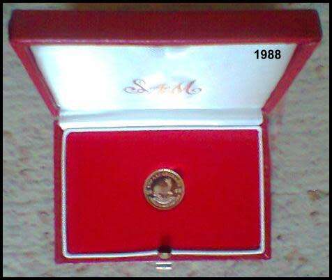 1988 1/10 Ounce Proof Gold Krugerrand with GRC Mint Mark, in a South African Mint Red  Box