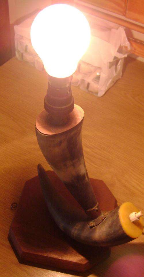 Vintage lamp made of horns