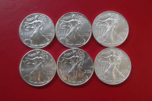 5 X 1 OZ SILVER AMERICAN EAGLES.  PURE SILVER.  2013.  UNCIRCULATED.  BID PER COIN TO TAKE ALL.