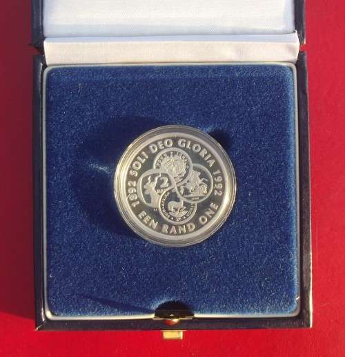 1992 PROOF RSA SILVER RAND IN CAPSULE AND SAM BOX. COINAGE CENTENNIAL