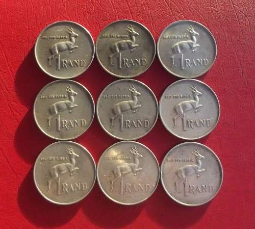 9 X RSA SILVER RANDS. 15 GRAMS EACH. 80% SILVER. BID PER COIN TO TAKE ALL 9.