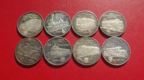 700 YEAR HISTORY OF SWISS RAILWAY PURE SILVER MEDALLIONS. 15 GRAMS EACH. BID PER COIN TO TAKE ALL.