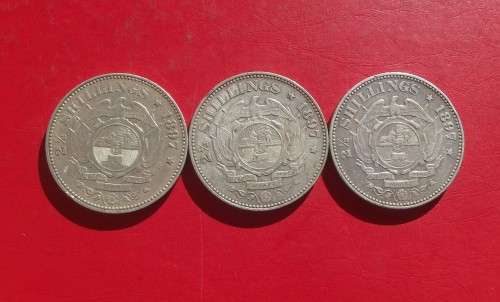 3 X ZAR 1897 SILVER HALF CROWNS / 2.5 SHILLINGS. BID PER COIN TO TAKE ALL 3.