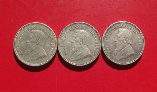 3 X ZAR 1897 SILVER HALF CROWNS / 2.5 SHILLINGS. BID PER COIN TO TAKE ALL 3.