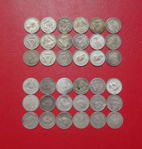 36 X SILVER 3P/TICKEYS. 18 X 50% SILVER + 18 X 80% SILVER. BID PER 3P TO TAKE 36.