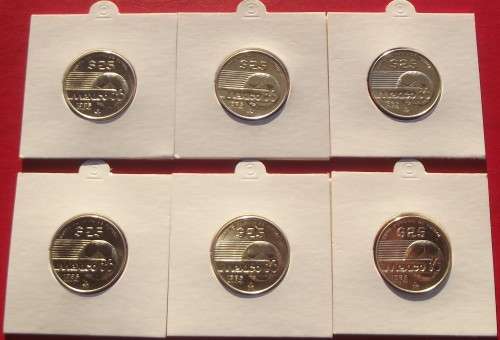 6 X  MINT STATE 1985 MEXICO SILVER (.720) 25 PESOS. WORLD CUP SOCCER. BID PER COIN.