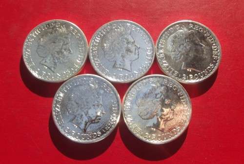 5 X BU SILVER 1OZ BRITTANICA COINS. BID PER COIN TO TAKE ALL.