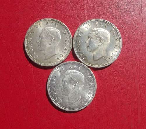 3  X BEAUTIFUL 1947 SILVER 5 SHILLING COINS. SCARCE. BID IS PER COIN TO TAKE ALL.