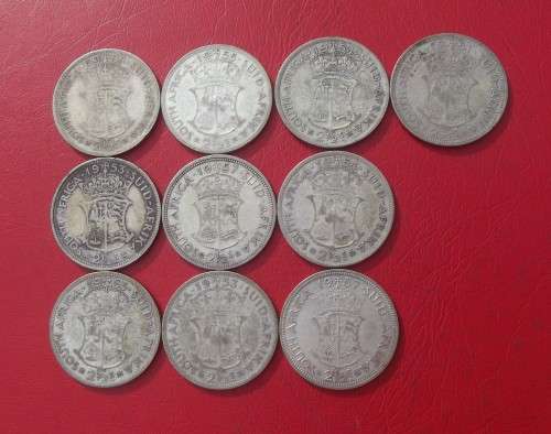 10 X SILVER UNION HALF CROWNS. 50% SILVER. BID IS PER COIN TO TAKE ALL.
