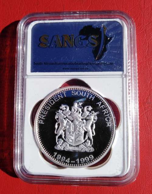 MANDELA PF69 SILVER PLATED MEDALLION. 2ND HIGHEST GRADE. BEAUTIFUL.