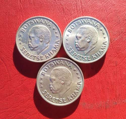 1966 BOTSWANA SILVER (80%) 50 CENT COIN. 10 GRAMS EACH. MINT STATE. LOW MINTAGE. BID PER COIN.
