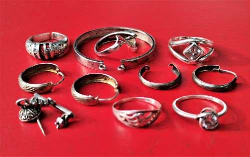 SCRAP 925 SILVER JEWELERY. WEIGHT: 19.10 GRAMS.