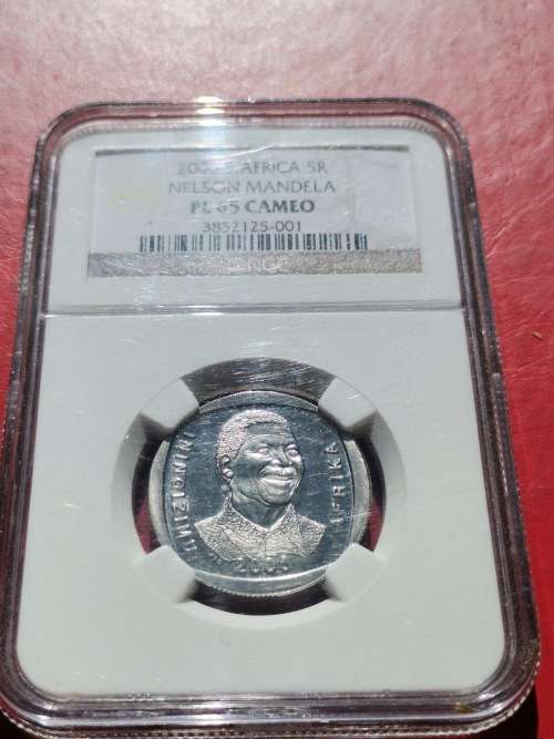 MANDELA 2000 R5. PROOF LIKE 65 CAMEO. NGC. SCARCE GRADE.