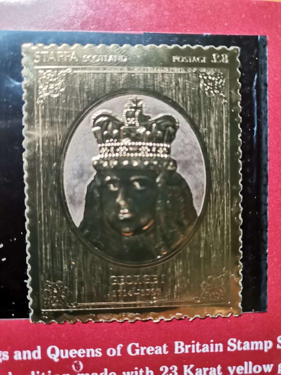 1977 SET OF 49 X 23CT GOLD STAMPS. KINGS AND QUEENS OF ENGLAND.