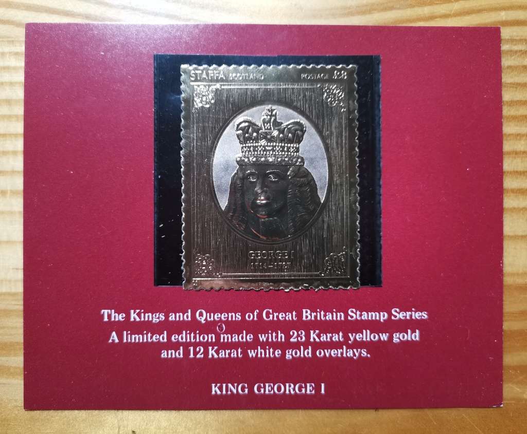 1977 SET OF 49 X 23CT GOLD STAMPS. KINGS AND QUEENS OF ENGLAND.