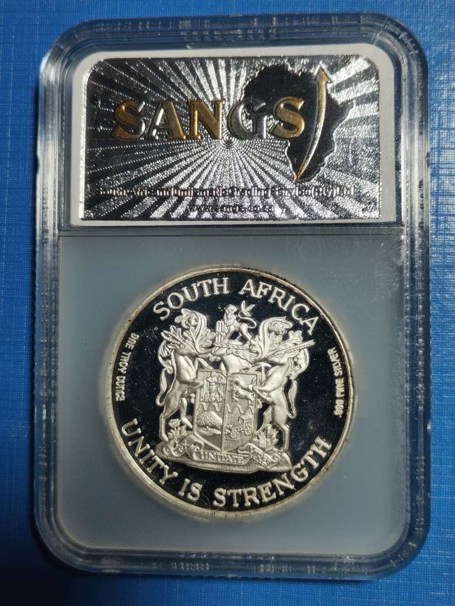 ONE TROY OUNCE PURE SILVER MANDELA MEDALLION. 1994. PF63.