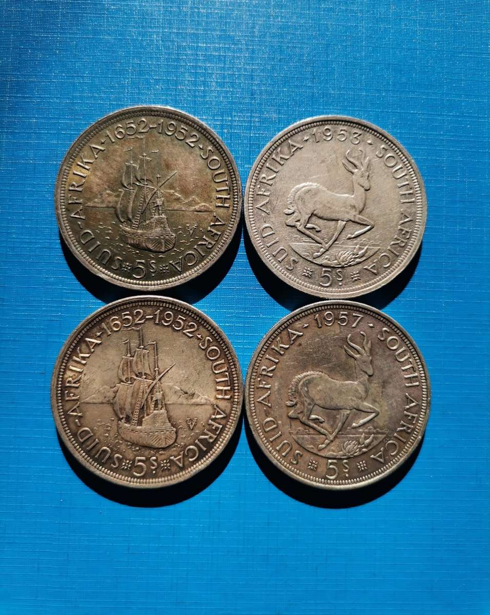4 X SA UNION SILVER CROWNS. 50% SILVER. BID PER COIN TO TAKE ALL.